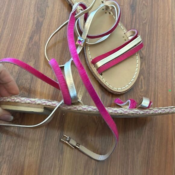 Emanuela Caruso capri fuchsia and rose gold Flather strap flat sandals size 36 - Picture 6 of 6